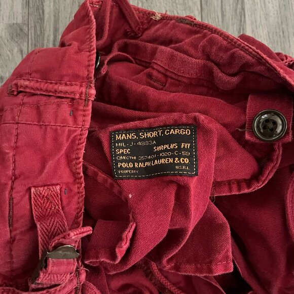 Polo Ralph Lauren Cargo Shorts Mens Size 34 Red Pockets Vintage Utility Y2k - Picture 2 of 5